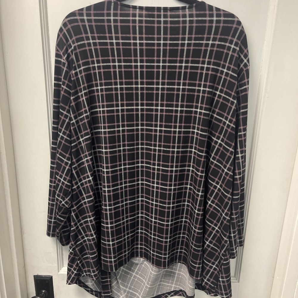 Liz Claiborne Women's Stretch Polyester Blouse 3/4 Sleeve Plaid Knot Size 3X - Picture 9 of 11